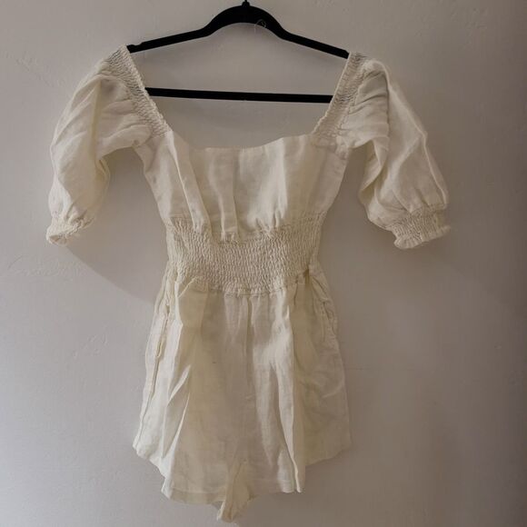 Weworewhat Smocked Romper, Linen white Size S - Picture 4 of 15